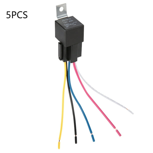 5Pcs 5Pins 30/40A SPDT Automotive Relay with Socket Lines For Car Audio Systems